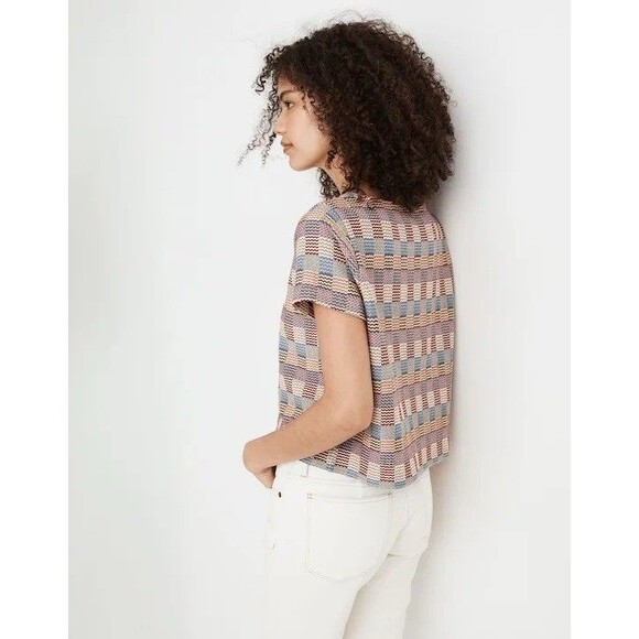 Madewell Checked Jacquard Setlist Boxy Tee Size M - Picture 10 of 10